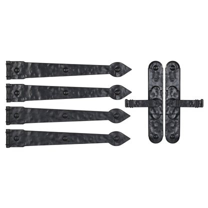 Household Essentials Premium Carriage House Lever Handle & Hinge 6 Piece Garage Door Magnet, Black - Bisagras prémium con palanca
