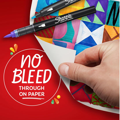 SHARPIE - Marcadores creativos, marcadores acrílicos a base de agua, punta de pincel, colores surtidos, 12 unidades