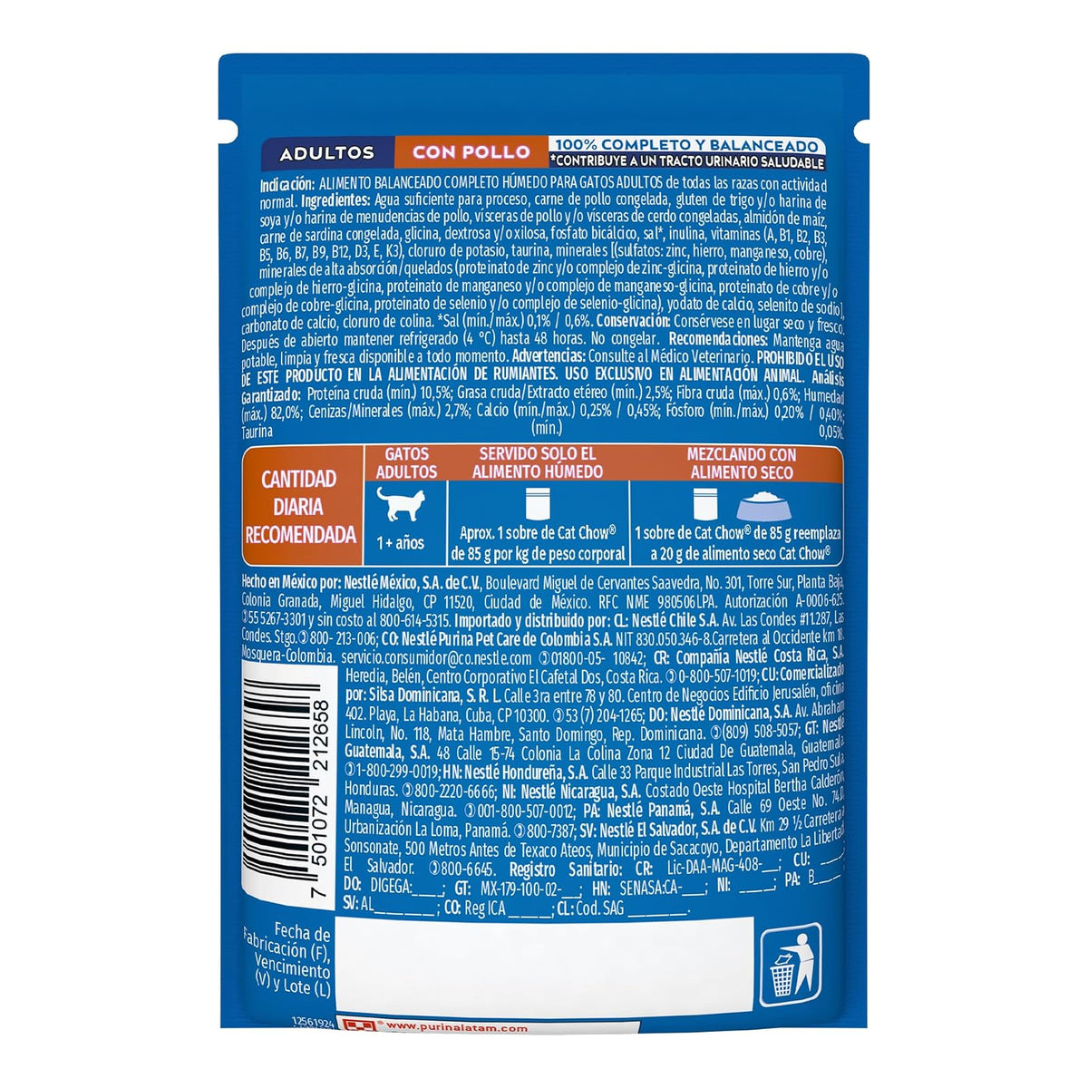 Purina Cat Chow Adulto Todos los Tamaños Sabor Pollo 24pack de 85g