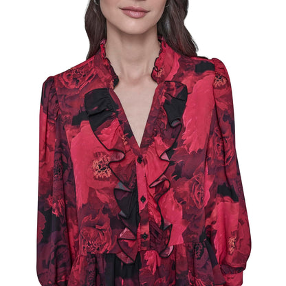 Karl Lagerfeld - Blusa de Manga Larga con Cuello en V para Mujer