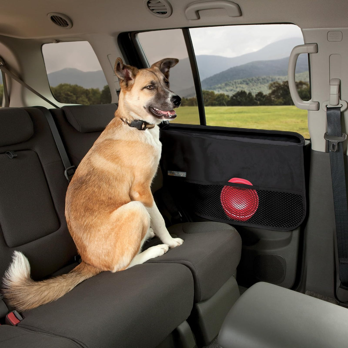 Kurgo Car Door Guard for Dogs, Pet Protector for Car Doors, Waterproof, Adjustable, Quick Installation, Storage Pockets, Fits Sedans and SUVs, Black