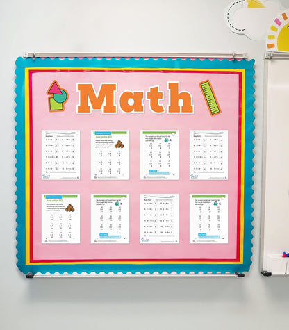 Carson Dellosa - Juego de 37 Piezas para tableros de anuncios, Lectura, Escritura, Ciencias y matemáticas y Recortes de cartulina Coloridos para decoración de Aula