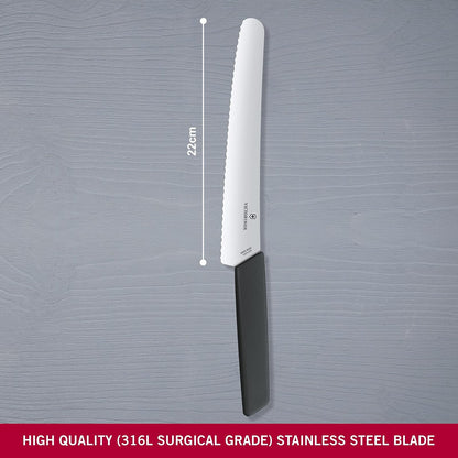 Victorinox 6.9073.22WB Cuchillo Para Pan, color Negro, 22 cm