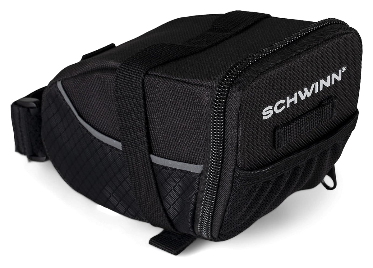 Schwinn - Paquete de asiento para , color negro, cierre de cierre de apertura ancha, fácil instalación, ribetes reflectantes, compatible con la mayoría de de adultos