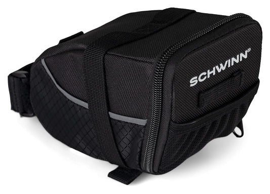 Schwinn - Paquete de asiento para , color negro, cierre de cierre de apertura ancha, fácil instalación, ribetes reflectantes, compatible con la mayoría de de adultos