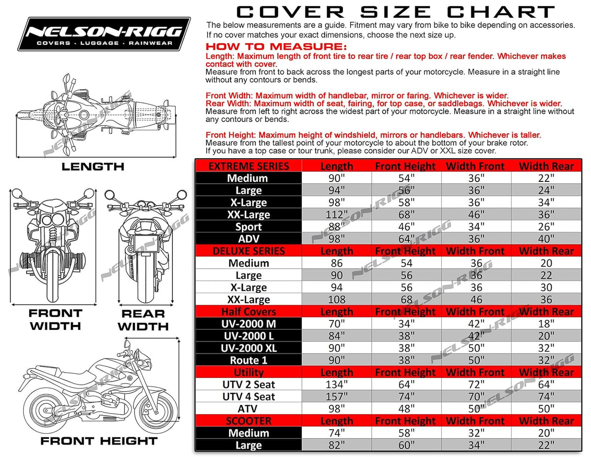 Nelson-Rigg Deluxe All-Season Motorcycle Cover (Black, X-Large)