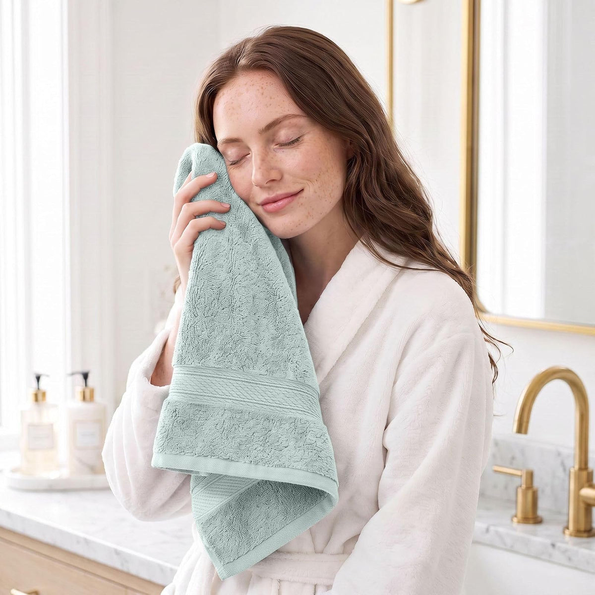 Superior, 900 gram, 100% Premium Long-Staple Combed Cotton 4-Piece Hand Towel Set, Seafoam