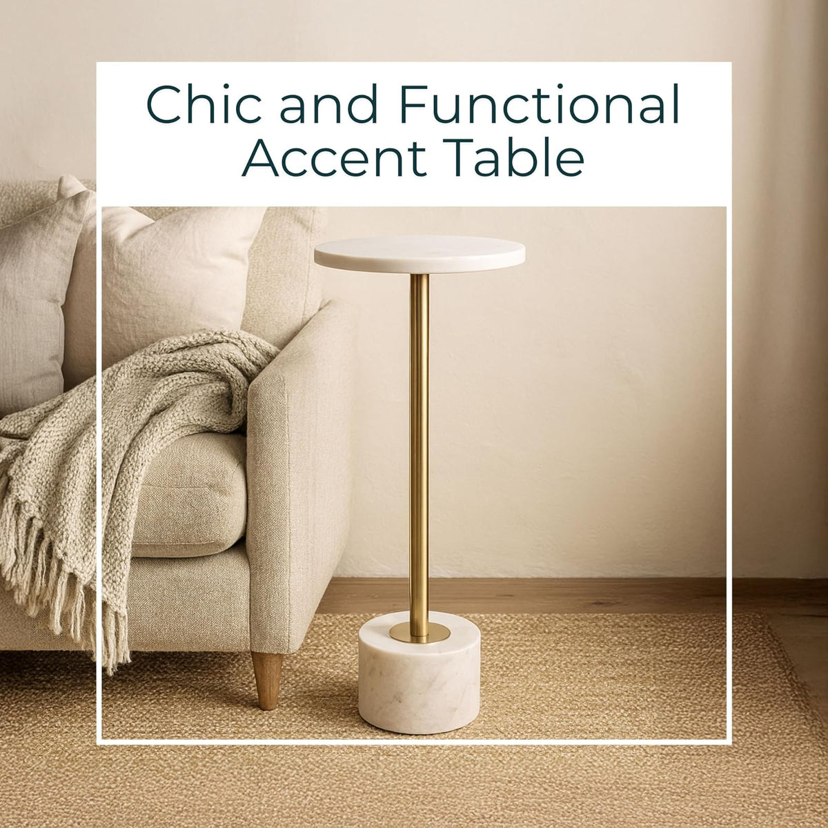 Sagebrook Home Elegante Mesa Decorativa de mármol de Hierro