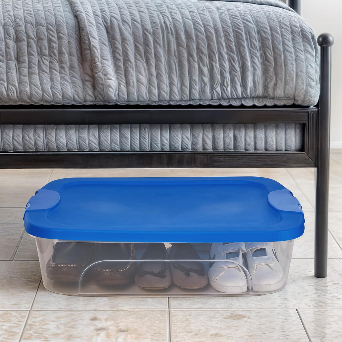 Italhome - Caja Organizadora, Capacidad a 36 Litros con Tapa, Ideal para la Organización en el Armario, Cocina, Oficina, Color Transparente