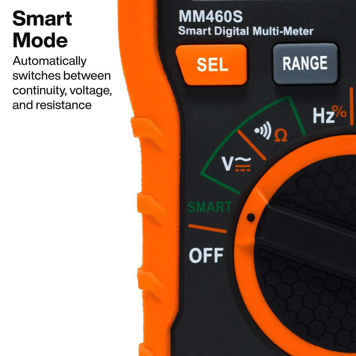 Klein Tools MM460S Multímetro digital, TRMS de rango automático de 600 V CA/CC, probador de voltaje, visualización retroiluminada con operación manos libres