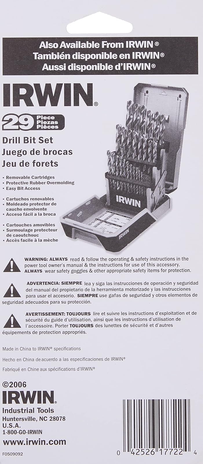 IRWIN Calibre de broca de 1/16 a 1/2 pulgadas, 29 agujeros (12092)