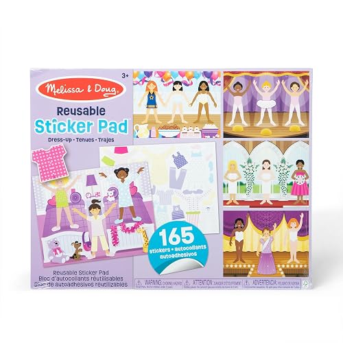 Melissa & Doug Bloc de Autoadhesivos de Prendas de Vestir Reutilizables (5 Fondos, más de 165 calcomanías)