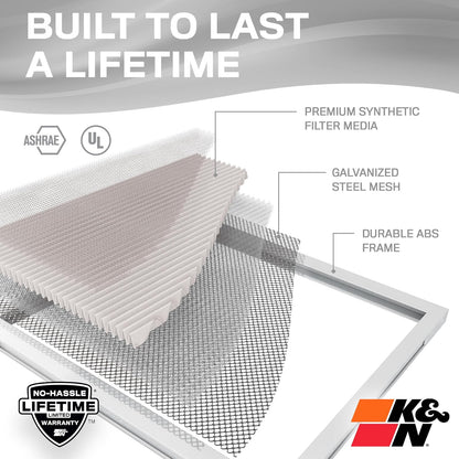 K&N - Filtro de aire para horno HVAC 20 x 25 x 1, dura toda la vida, lavable, Merv 8, el último filtro HVAC que comprarás, respira de forma segura en casa o en la oficina, HVC-8-12025