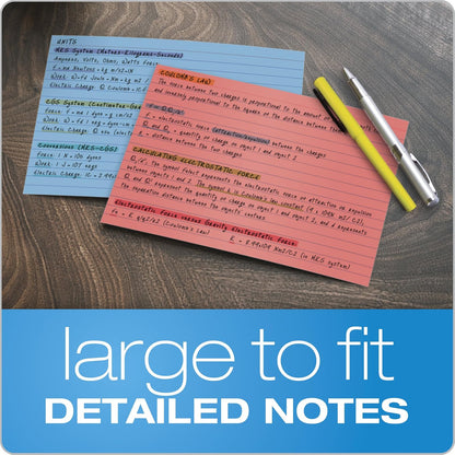 Oxford Tarjetas de color a rayas, 5 x 8 pulgadas, colores surtidos, 100 por paquete (35810)