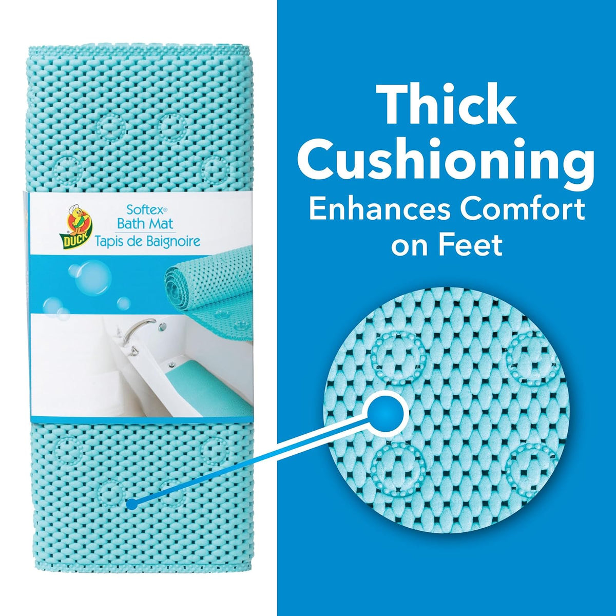 Duck Brand Softex - Alfombrilla de baño para bañeras, 17 Pulgadas x 36 | Alfombrilla antideslizante para tina con ventosas para su uso en bañeras y duchas sin textura, lavable a máquina