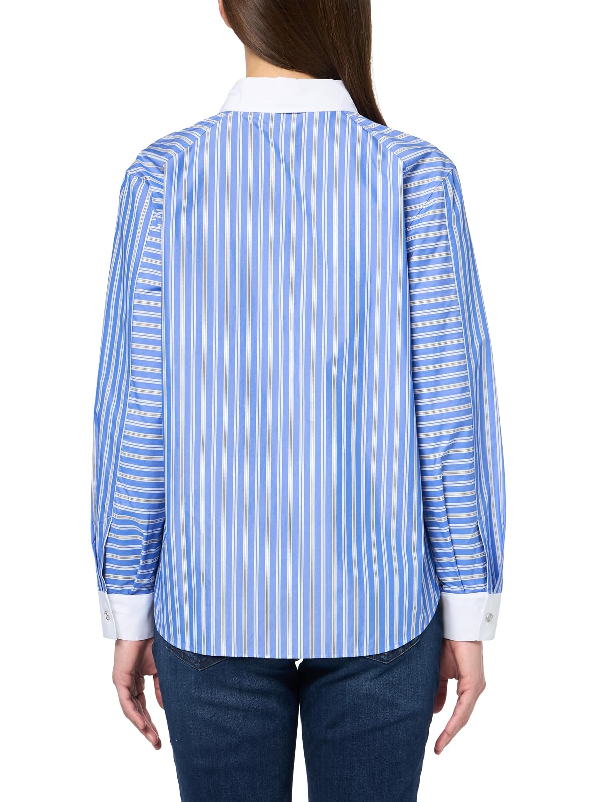 Karl Lagerfeld - Blusa de Manga Larga a Rayas para Mujer, Azul (French Blue Combo)