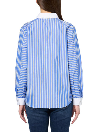 Karl Lagerfeld - Blusa de Manga Larga a Rayas para Mujer, Azul (French Blue Combo)