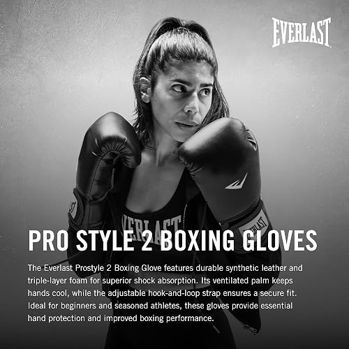 Everlast Prostyle 2 Guantes de Boxeo, Guantes de Entrenamiento de Nivel básico para Hombres y Mujeres, Cierre de Velcro y ventilación de Ajuste Seguro, Bolsa Pesada y Entrenamiento de Bolsa rápida
