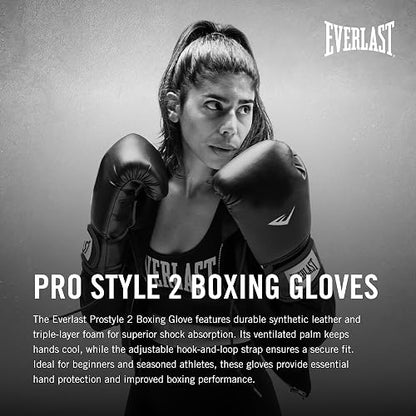 Everlast Prostyle 2 Guantes de Boxeo, Guantes de Entrenamiento de Nivel básico para Hombres y Mujeres, Cierre de Velcro y ventilación de Ajuste Seguro, Bolsa Pesada y Entrenamiento de Bolsa rápida