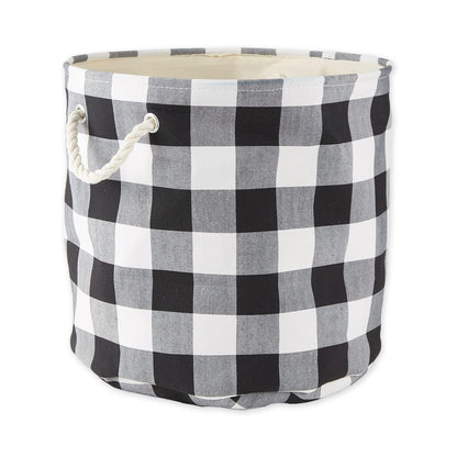 DII Buffalo Check Storage Collection - Contenedor Plegable con Asas, Redondo Grande, 16 x 16 x 15 Pulgadas, Blanco y Negro