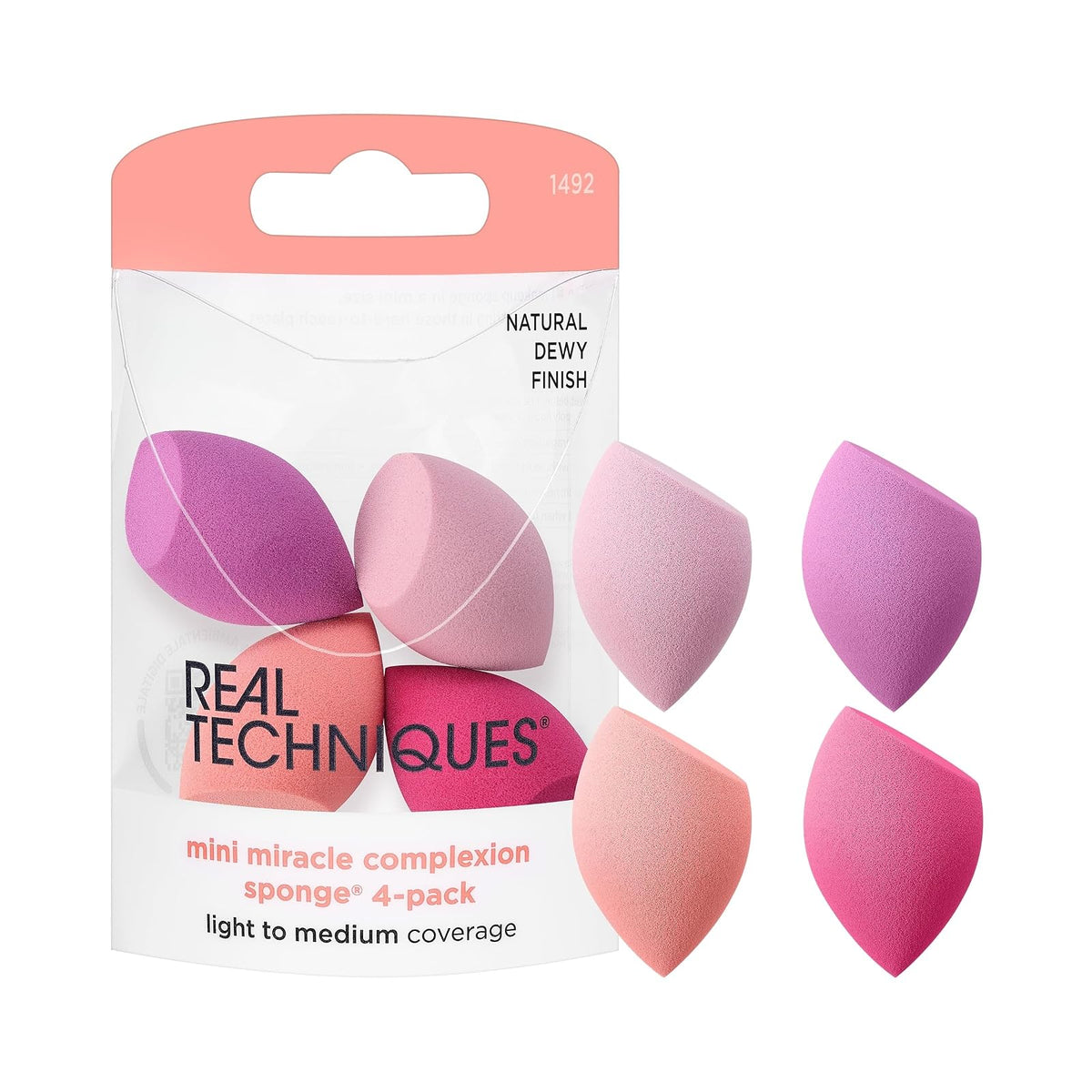 Real Techniques Miracle Face + Body Sponge, Esponja de Maquillaje - Esponja Miracle Complexion - Mini (paquete de 4)