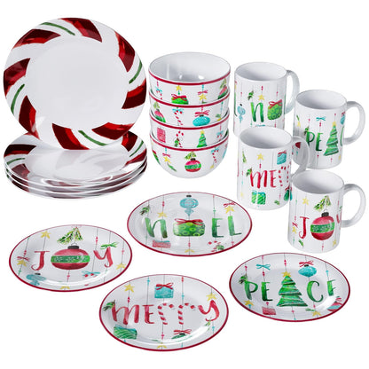 American Atelier 7216-16-RB Ornaments - Vajilla navideña (10,5 x 10,5 cm), color verde y rojo