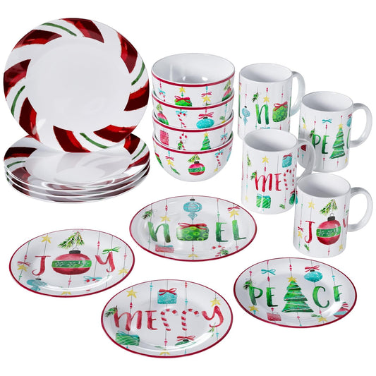 American Atelier 7216-16-RB Ornaments - Vajilla navideña (10,5 x 10,5 cm), color verde y rojo