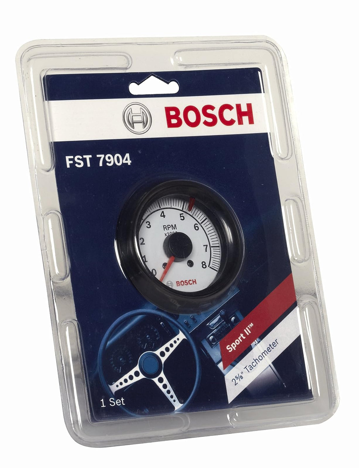 Bosch SP0F000022 Sport II 2-5/8" Tachometer (White Dial Face, Black Bezel)