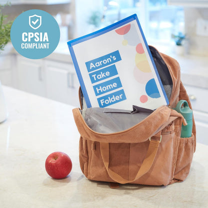 ECR4Kids MessageStor - Carpeta de comunicación para padres y profesores (2 bolsillos, plástico flexible, con bolsillos, papel tamaño carta, 36 unidades), color azul