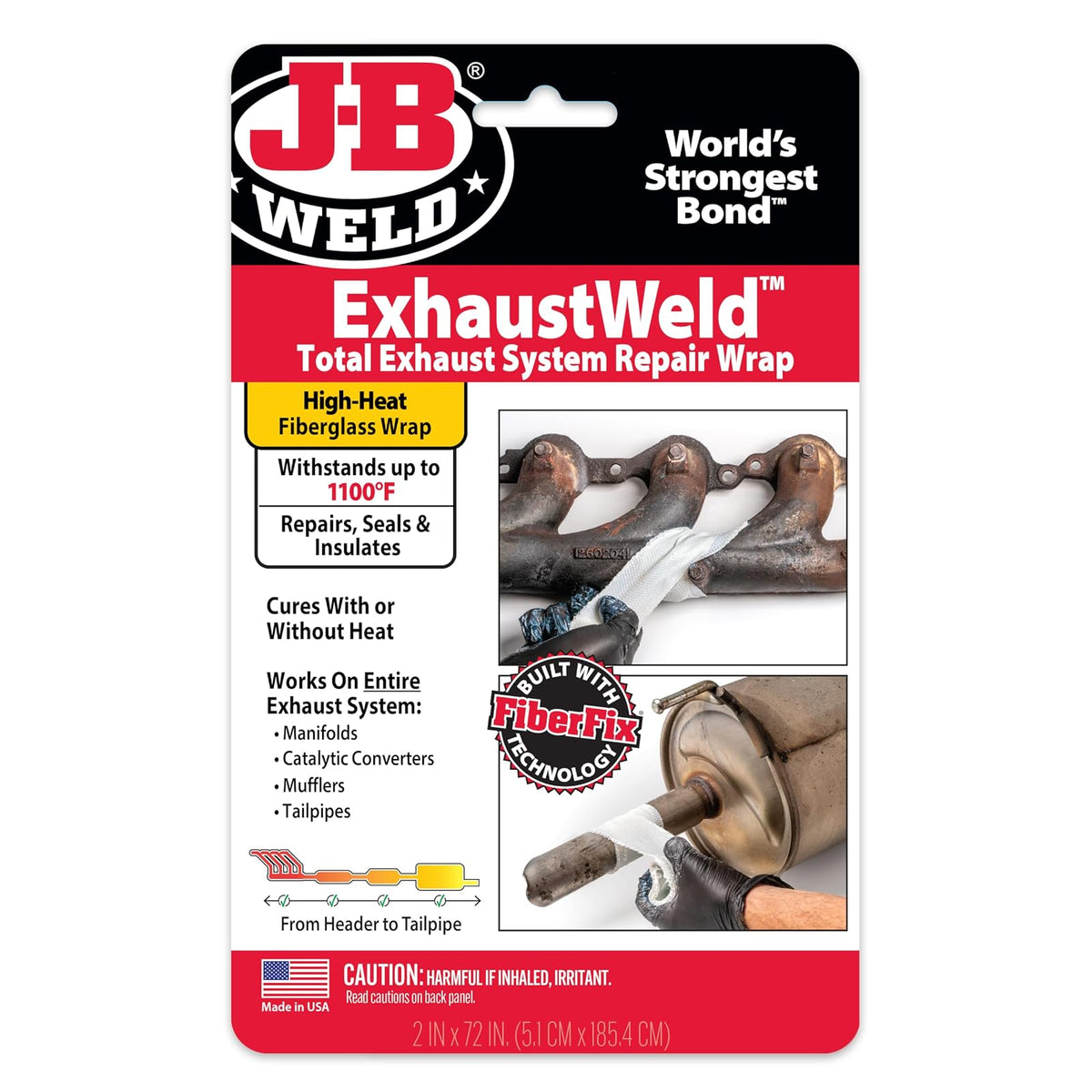 J-B Weld 38572 Envoltura de Fibra de Reparación Oficial 2x72 in, Blanco