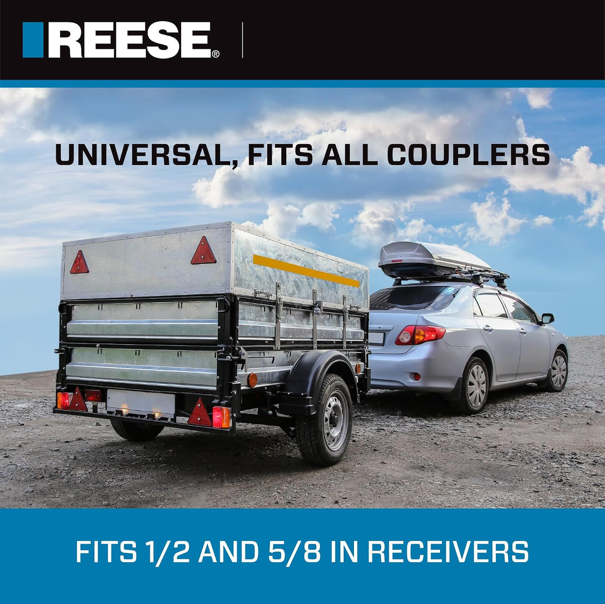 Reese Towpower 7014700 Juego de Bloqueo Combinado de Enganche y acoplador, se Adapta a receptores Cuadrados de 1-1/4 Pulgadas y 2 Pulgadas, diámetro de Pasador de 1/2 Pulgadas y 5/8 Pulgadas