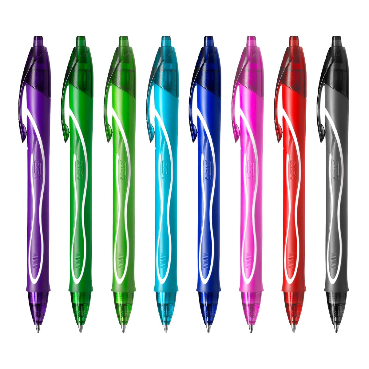BIC, Bolígrafos de gel de secado rápido, Gelocity Quick Dry, punta ultrafina 0.7 mm, Paquete de 8 unidades, Surtido de colores, Plumas de gel retráctiles con grip cómodo