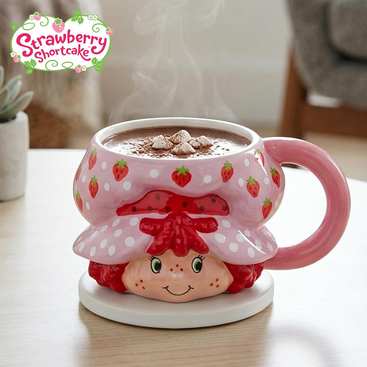 Silver Buffalo Taza de cerámica vintage 3D esculpida con diseño de Shortcake de fresa, 591 ml (20 oz)