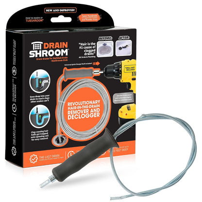 DrainShroom - Removedor revolucionario de Tina y Fregadero de Serpiente para desagües de baño, 42 Pulgadas, sin tamaño, Acero Inoxidable
