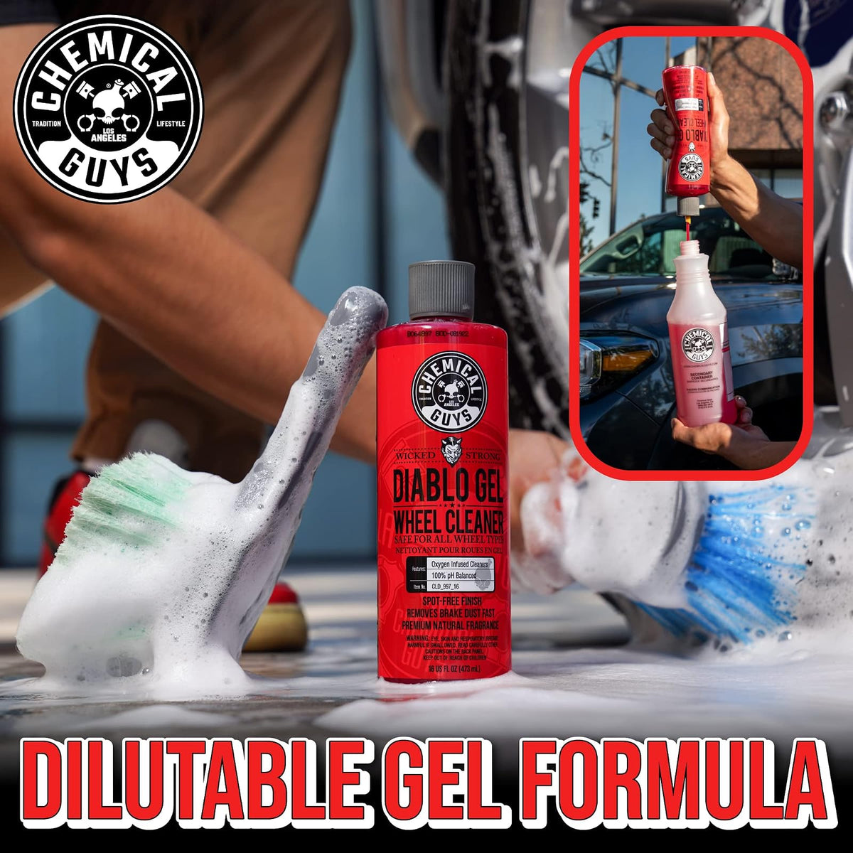 Chemical Guys Diablo Limpiador Concentrado en Gel para Ruedas CLD_997_16SW, 473 ml, Rojo