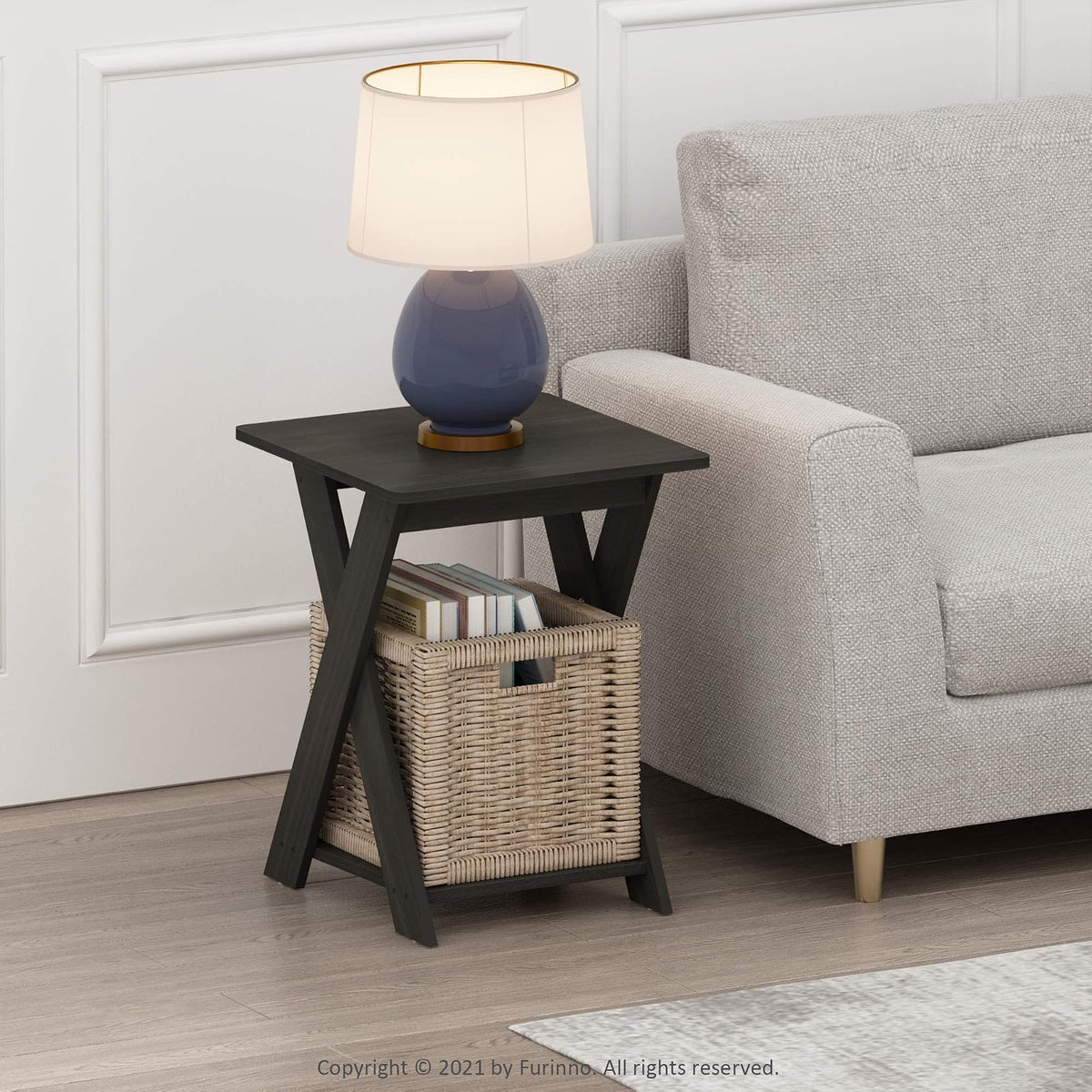 FURINNO Modern Simplistic Mesa Auxiliar, 1 Paquete sin Bandeja, Espresso