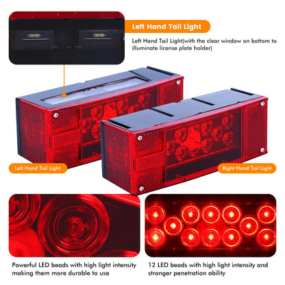 MaxxHaul 70468 12V LED Low Profile Submersible Rectangular Trailer Light Kit