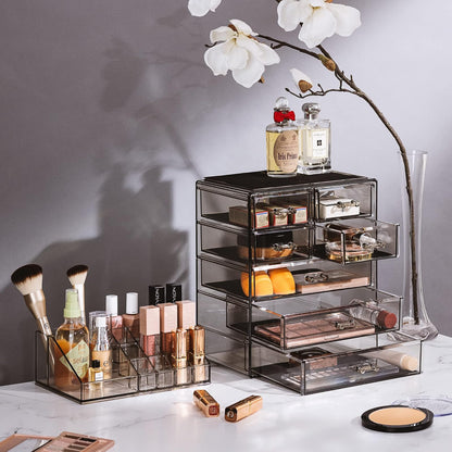Sorbus Estuche acrílico para almacenamiento de joyas y maquillaje cosmético - Diseño espacioso - Ideal para baño, vestidor, tocador y encimera