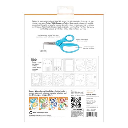 Fiskars Cut & Create - Libro de actividades con tijeras para niños de 5 pulgadas, a partir de 4 años