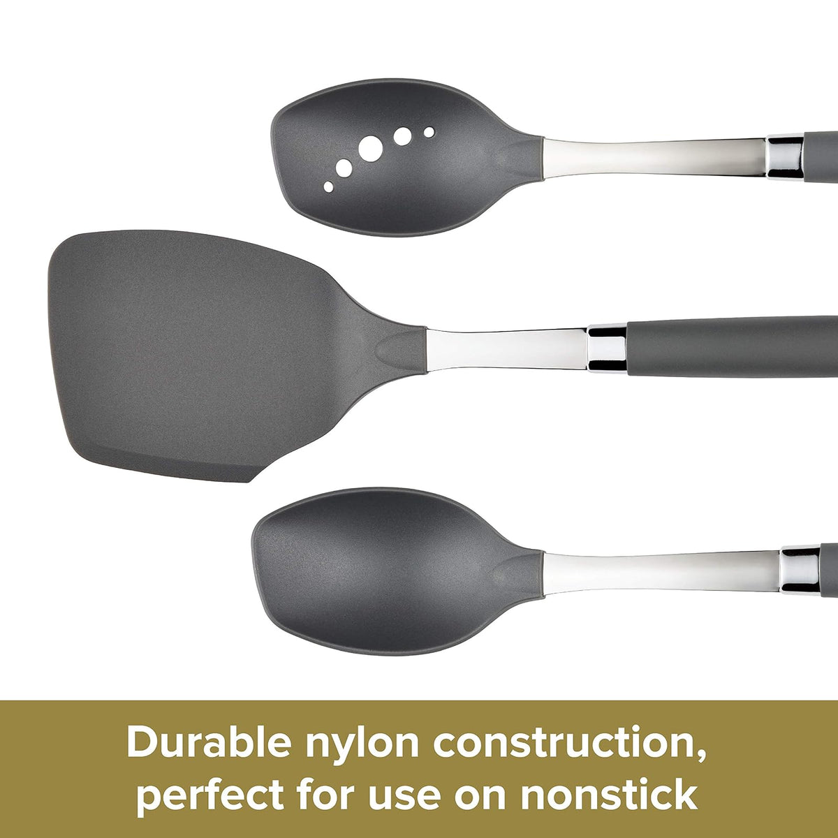 Anolon Tenedor de carne de acero inoxidable, 18.5 pulgadas, gris, 46288