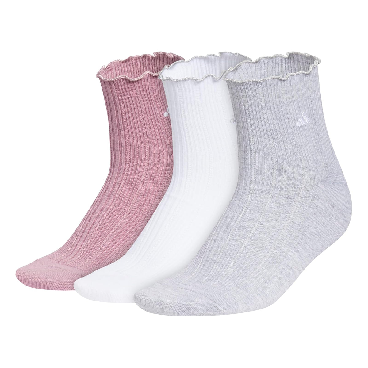adidas Performance Calcetines Ruffle Paquete de 3 - M - Magic Malva Morado - Blanco - Cool Light Heather