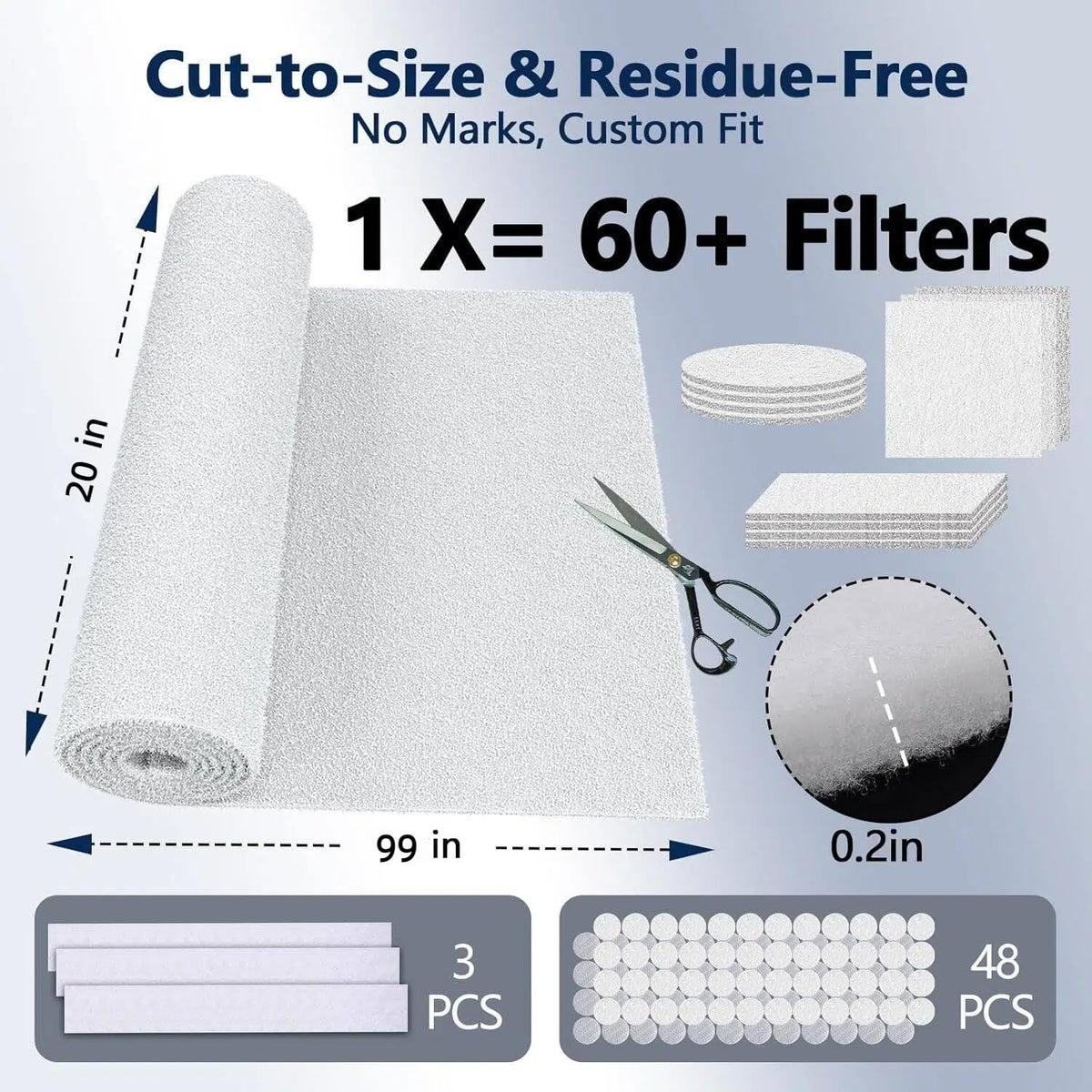 Filtro de ventilación de aire de 20 x 100 pulgadas, material de filtro de aire cortado a medida (más de 60 filtros), filtros de ventilación triple electrostáticos para suelos, techos, HVAC y RV,