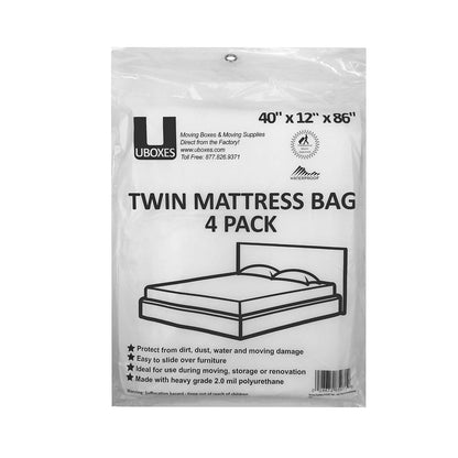 4 Twin Size Mattress Covers / bags 40" x 12" x 86" (2 Sets of 2) for Box Spring & Mattress