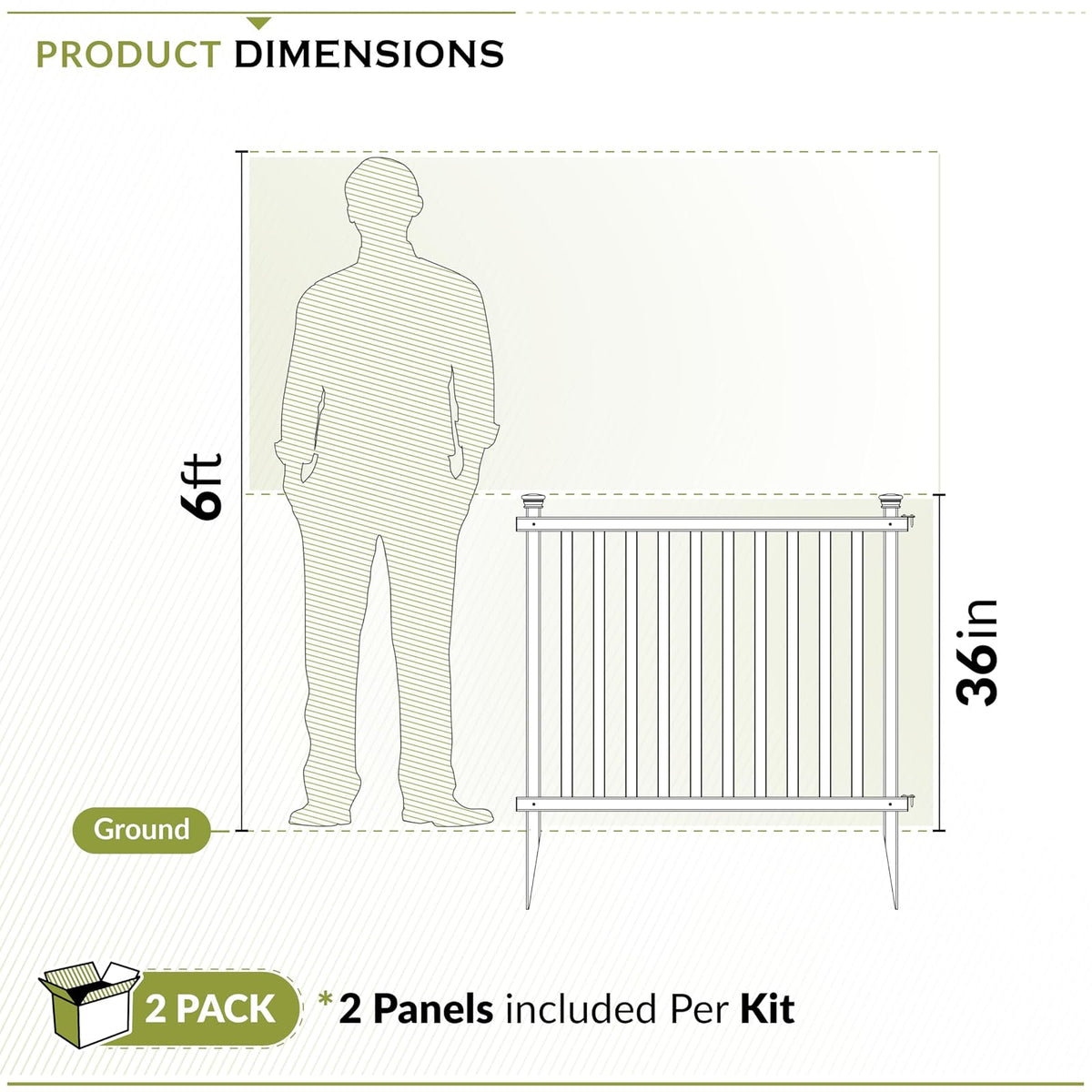Zippity Outdoor Products ZP19037 No Dig Baskenridge - Valla de vinilo semipermanente, color blanco (36 pulgadas de alto x 42 pulgadas de ancho), paquete de 2