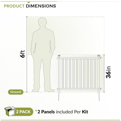 Zippity Outdoor Products ZP19037 No Dig Baskenridge - Valla de vinilo semipermanente, color blanco (36 pulgadas de alto x 42 pulgadas de ancho), paquete de 2