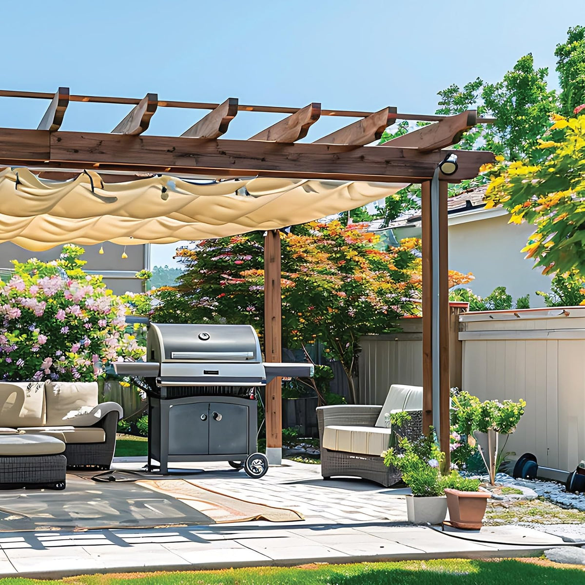 Fiero TORA-43B, Toldo Sombra 80%, Raschel Beige, 4m x 3m