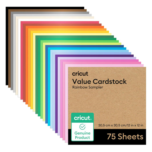 Cricut Value Cardstock, Rainbow Sampler - 12 x 12 pulgadas (75 hojas)