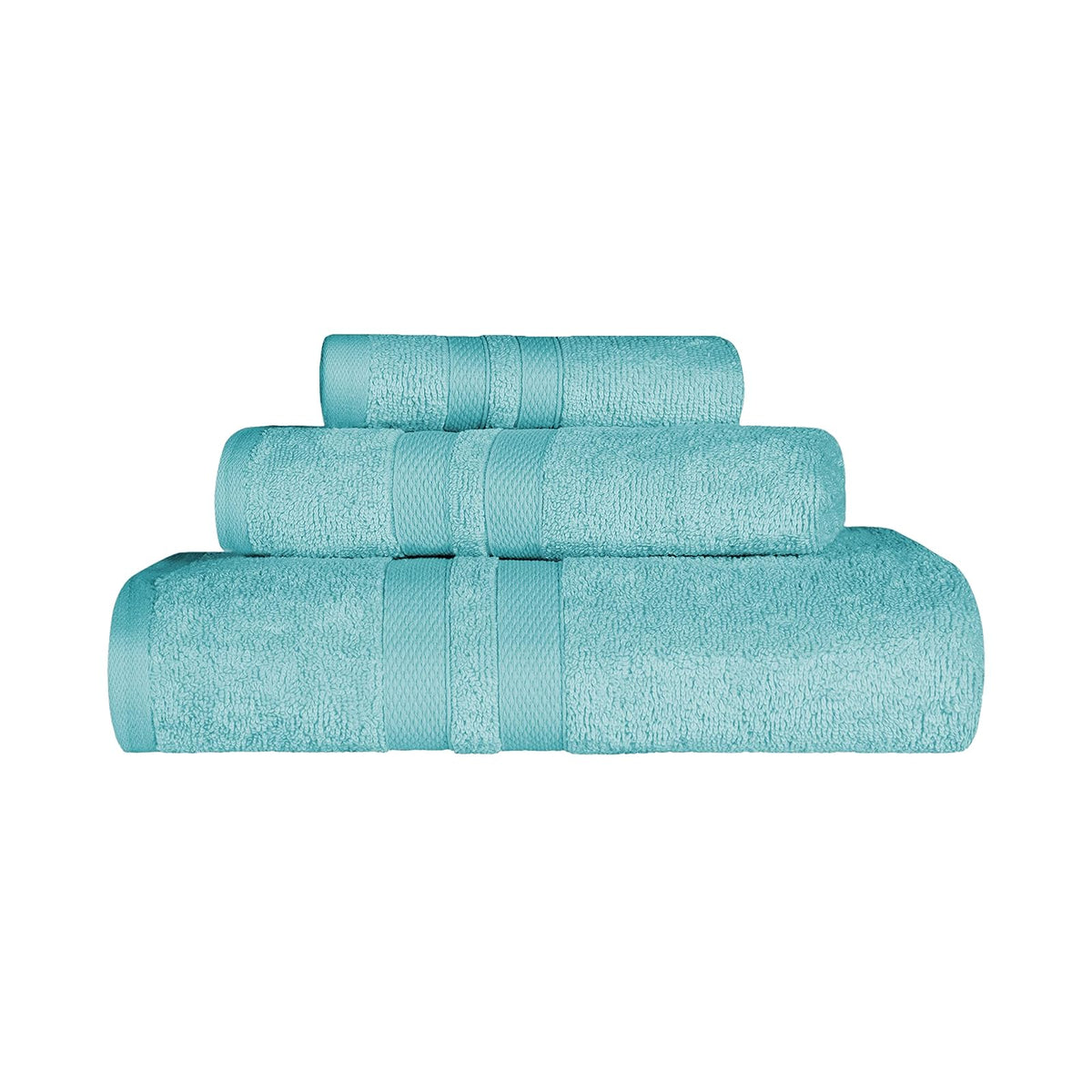SUPERIOR - Juego de 6 Toallas de algodón Premium de 500 g/m², absorbentes y ultrasuaves, 6 Piezas, diseño de Panal, Doble Borde, Color Verde Bosque, Moderno, Cian, Set de 6 Piezas, 1, 1