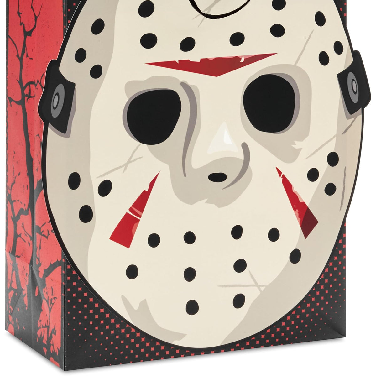 Hallmark - Bolsa de regalo de Halloween Friday the 13th con papel de seda y tarjeta de felicitación (máscara Jason, al campamento Crystal Lake)