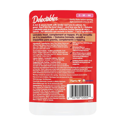 HARTZ Delectables Broth con Atún y Salmón Golosina para Gato, 40 g (Caja con 12 Unidades)